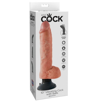 KING COCK - 25,5 CM WIBRACYJNY KUTAS Z JĄDRAMI MIĘSNYMI