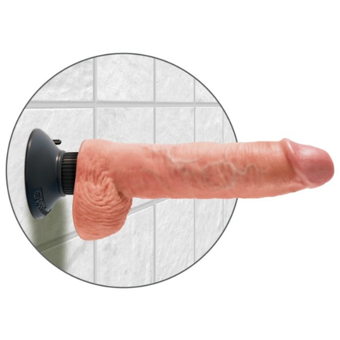 KING COCK - 25,5 CM WIBRACYJNY KUTAS Z JĄDRAMI MIĘSNYMI