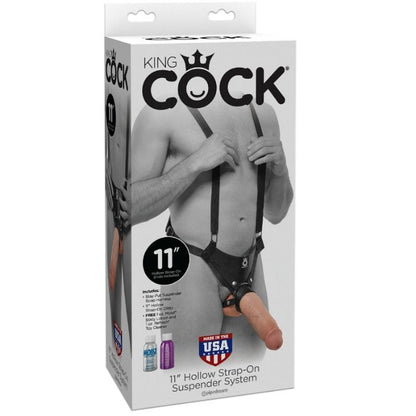 KING COCK - 28 CM PUSTY SYSTEM PODWIĄZAŃ Z PASKAMI FLESH