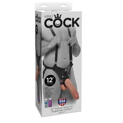 KING COCK - 30,5 CM PUSTY SYSTEM PODWIĄZAŃ Z PASKAMI - MIĘSNY