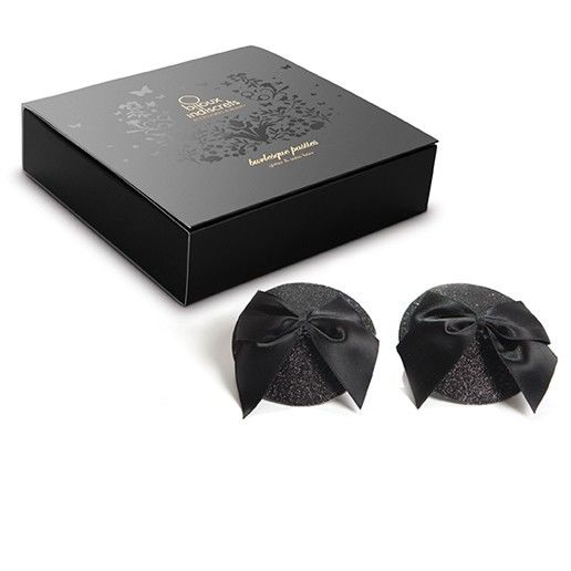 BIJOUX - BURLESKOWE LŚNIĄCE NAKŁADKI NA SUTKI Z KOKARDKĄ