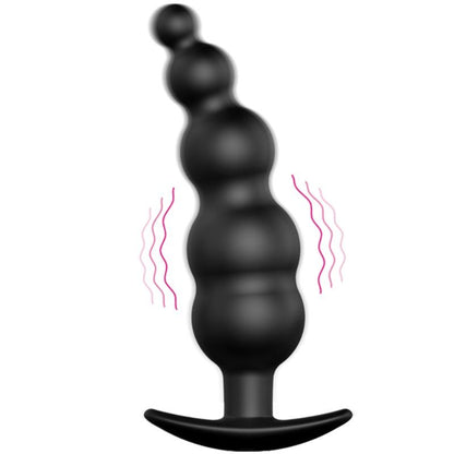 PRETTY LOVE - ANAL PLUG SILICONE EXTRA STIMULATION AND 12 VIBRATION MODES BLACK REMOTE CONTROL
