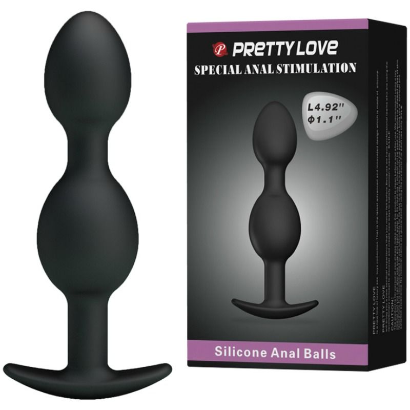 PRETTY LOVE - SILIKONOWE KULKI ANALNE 12,5 CM CZARNE
