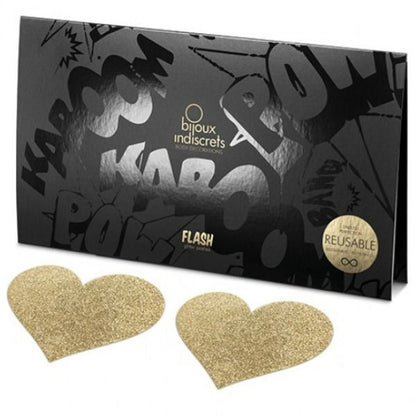 BIJOUX - INDISCRETS FLASH ZŁOTE NAKŁADKI NA SUTKI W SERDUSZKU