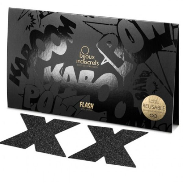 BIJOUX - NIEDYSKRETNE FLASH CROSS CZARNE NAKŁADKI NA SUTKI