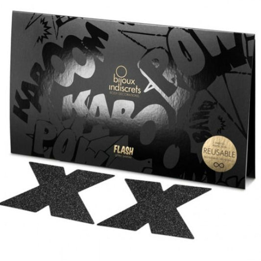 BIJOUX - NIEDYSKRETNE FLASH CROSS CZARNE NAKŁADKI NA SUTKI