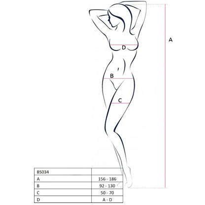 PASSION - KOBIETA BS034 BODYSTOCKING CZARNY ROZMIAR JEDNORAZOWY