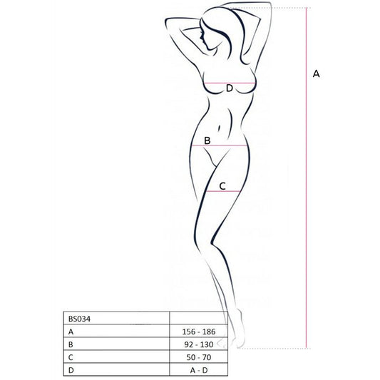 PASSION - KOBIETA BS034 BIAŁY BODYSTOCKING ROZMIAR JEDNORAZOWY