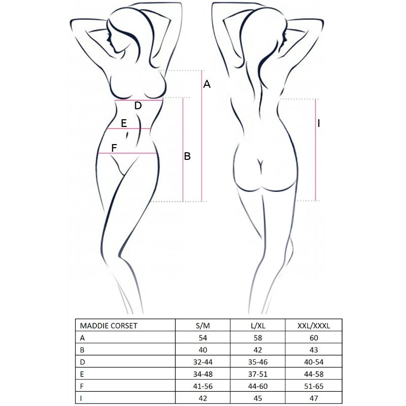 PASSION - GORSET KOBIECY MADDIE BLACK ROZMIAR S/M