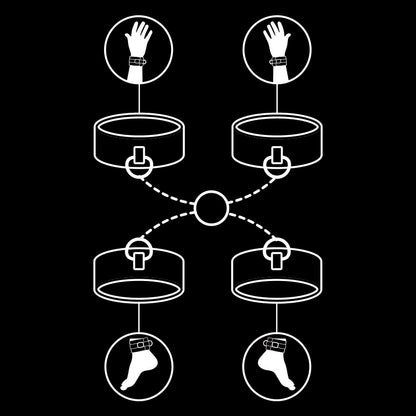 FETYSZ UMIESZNY - ZESTAW KAJDANEK NA DŁONIE I KOSTKI Z PODSZEWKĄ NOPRENOWĄ