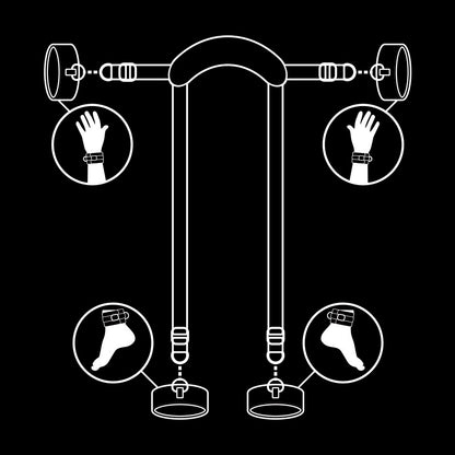 FETYSZ UMIESZNY - POZYCJA MISTRZA Z 4 KAJDANKAMI WYŚCIÓŁKOWANYMI NOPRENEM