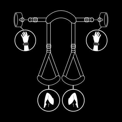FETYSZ UMIESZANIA - POZYCJA OTWARTYCH NÓG Z KAJDANKAMI Z PODSZEWKĄ NOPRENOWĄ
