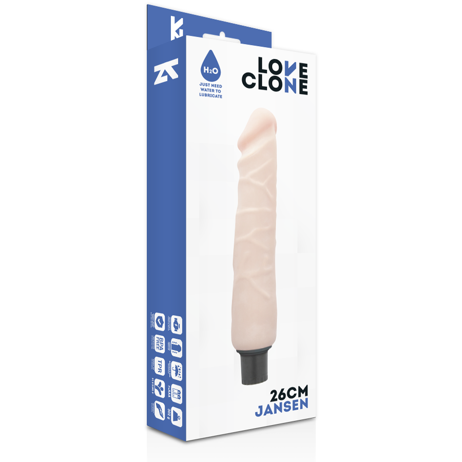 LOVECLONE - JANSEN WIBRATOR SAMOLUBRYKACYJNY 26 CM -O- 4,2 CM