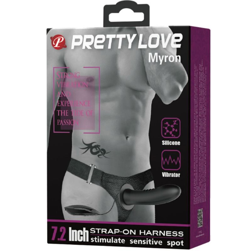 PRETTY LOVE - MYRON STRAP ON Z WIBRACJĄ I DUŻYM DILDO