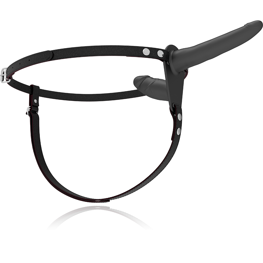 FETYSZYSTYCZNY UPRZĄŻ UMIESZANIA - PODWÓJNA PENETRACJA CZARNY WIBRATOR