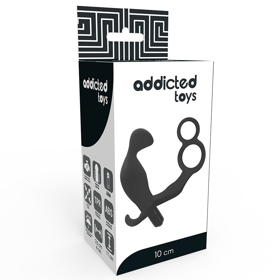 ADDICTED TOYS - KOREK ANALNY Z PODWÓJNYM PENISEM I JĄDRAMI CZARNY