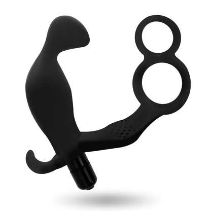 ADDICTED TOYS - KOREK ANALNY Z PODWÓJNYM PENISEM I JĄDRAMI CZARNY