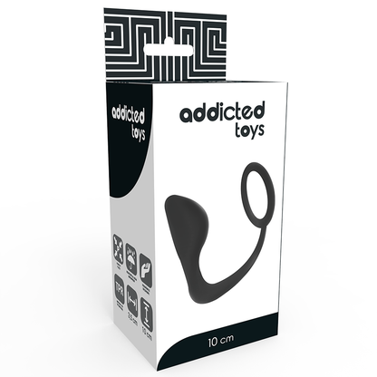 ADDICTED TOYS - KOREK ANALNY Z CZARNYM PIERŚCIENIEM NA PENISA