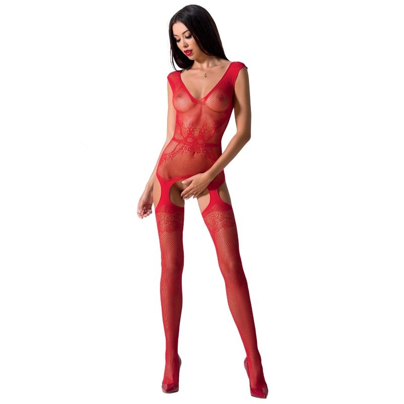 PASSION - KOBIETA BS062 CZERWONE BODYSTOCKING ROZMIAR JEDNORAZOWY