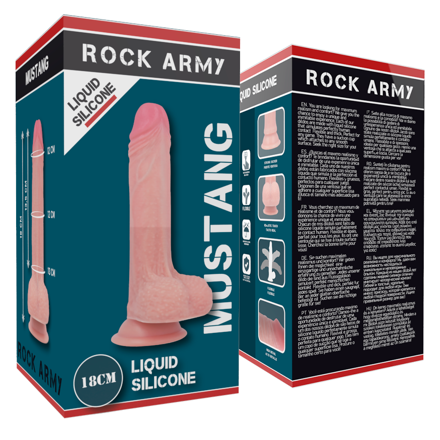 ROCKARMY - PŁYNNY SILIKON PREMIUM MUSTANG REALISTYCZNY 18 CM -O- 4,14 CM