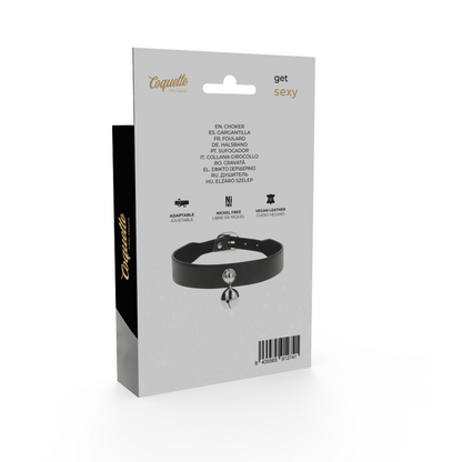 COQUETTE CHIC DESIRE - NASZYJNIK Z WEGAŃSKIEJ SKÓRY, DAMSKI AKCESORIA Z GRZECHOTKĄ