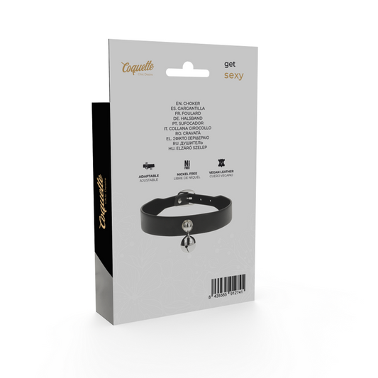 COQUETTE CHIC DESIRE - NASZYJNIK Z WEGAŃSKIEJ SKÓRY, DAMSKI AKCESORIA Z GRZECHOTKĄ