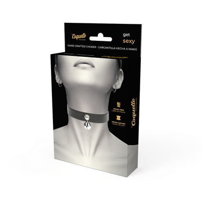 COQUETTE CHIC DESIRE - NASZYJNIK Z WEGAŃSKIEJ SKÓRY, DAMSKI AKCESORIA Z GRZECHOTKĄ