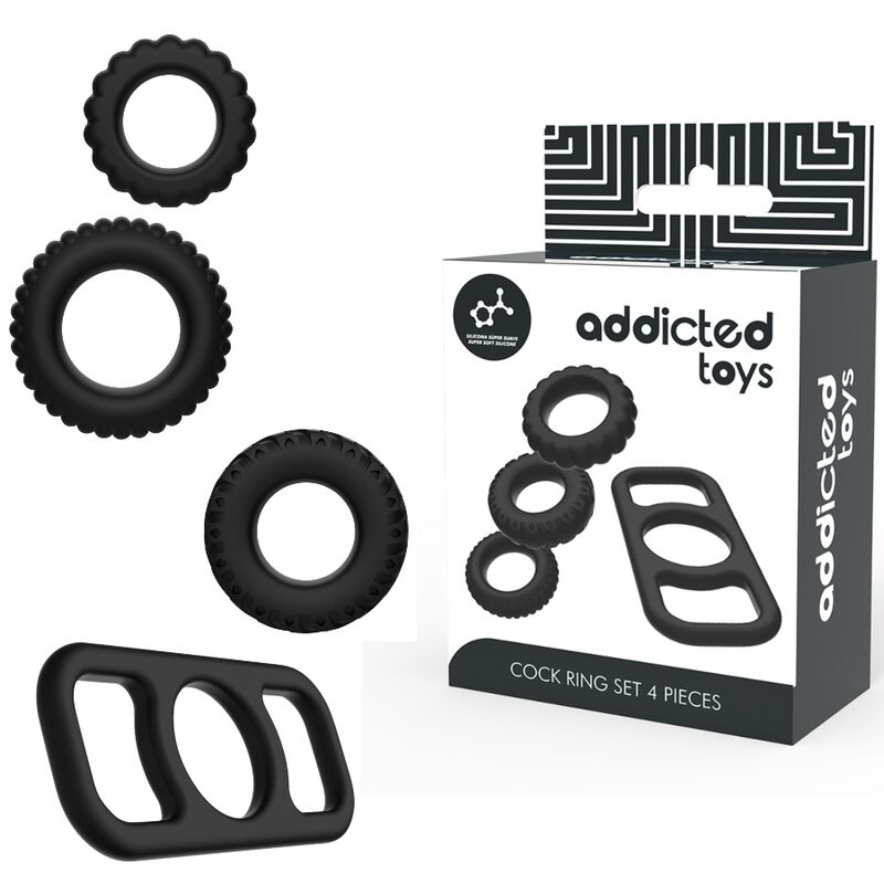 ADDICTED TOYS - ZESTAW PIERŚCIENI NA PENISA 4 SZTUKI