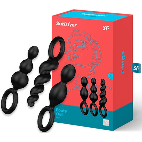 SATISFYER - ZESTAW ZATYCZEK ANALNYCH 3 SZT. CZARNE