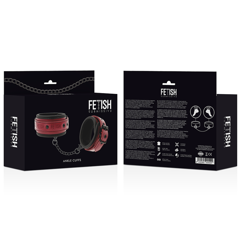 FETYSZ UMIESZANY CIEMNY POKÓJ - WEGAŃSKIE SKÓRZANE KAJDANKI NA KOSTKI Z PODSZEWKĄ Z NEOPRENU