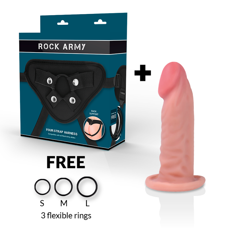 ROCKARMY - UPRZĄŻ + PODWÓJNA GĘSTOŚĆ TYGRYS REALISTYCZNY DILDO 14 CM -O- 4,46 CM
