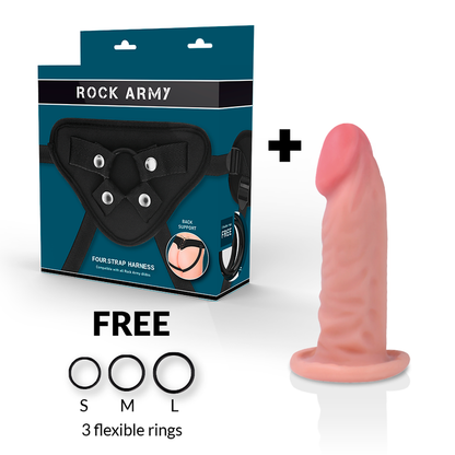 ROCKARMY - UPRZĄŻ + PODWÓJNA GĘSTOŚĆ TYGRYS REALISTYCZNY DILDO 14 CM -O- 4,46 CM