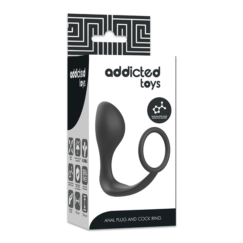 ADDICTED TOYS - KOREK ANALNY Z CZARNYM SILIKONOWYM PIERŚCIENIEM