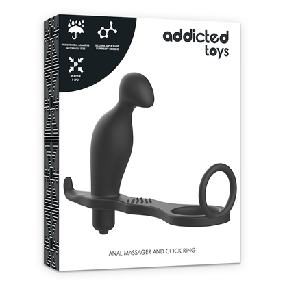 ADDICTED TOYS - KOREK ANALNY Z CZARNYM SILIKONOWYM PIERŚCIENIEM 12 CM